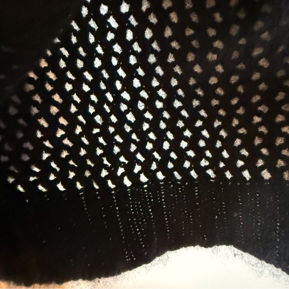 Aqua cashmere sweater open knit crew neck long sleeve black. Layering piece - Picture 5 of 6